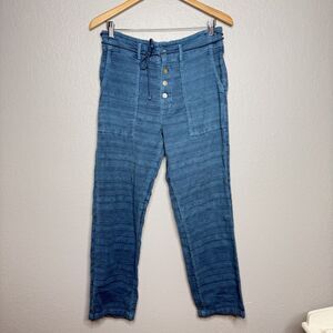 SUNDANCE WOMENS BLUE COTTON BELTED BUTTON PANTS Small